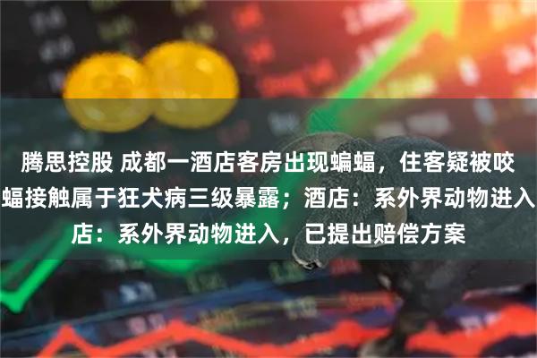 腾思控股 成都一酒店客房出现蝙蝠，住客疑被咬伤，医生告知与蝙蝠接触属于狂犬病三级暴露；酒店：系外界动物进入，已提出赔偿方案
